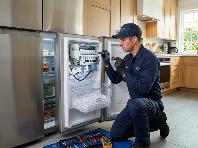 Appliance Repair Hero technician repairing a refrigerator ice maker in Bremerton, WA